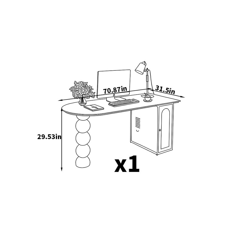 Bureau français de style crème français, H 29,53 po x l 70,87 po x P 31,5 po