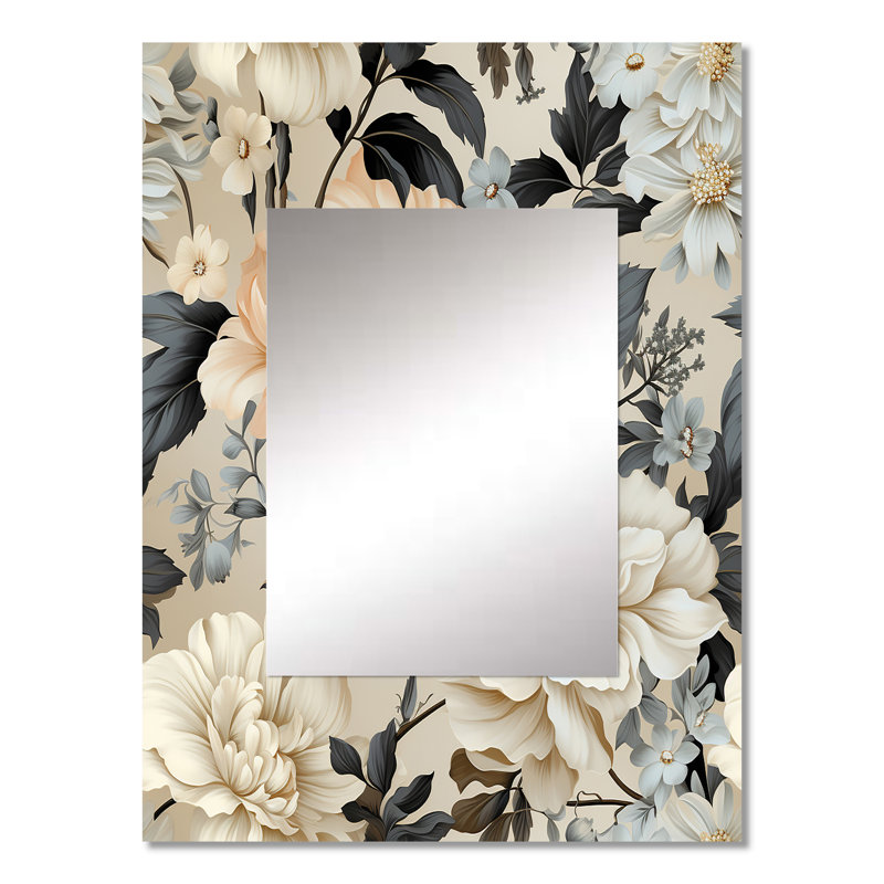 Kellogg Urban Victorian Chic Victorian Pattern - Floral Large Mirror, Cottage Decorative Wall Mirror, Printed Metal Art