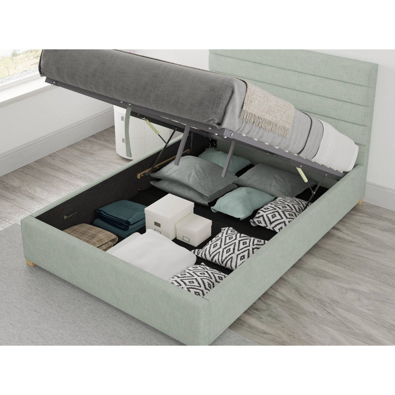 Tyson Upholstered Ottoman Storage Bed, Double (4'6), Nile Green