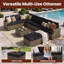 Ensemble de conversation modulaire de patio 10 pièces avec résine tressée en PE, coussins noirs de 10 cm et table basse-583517254