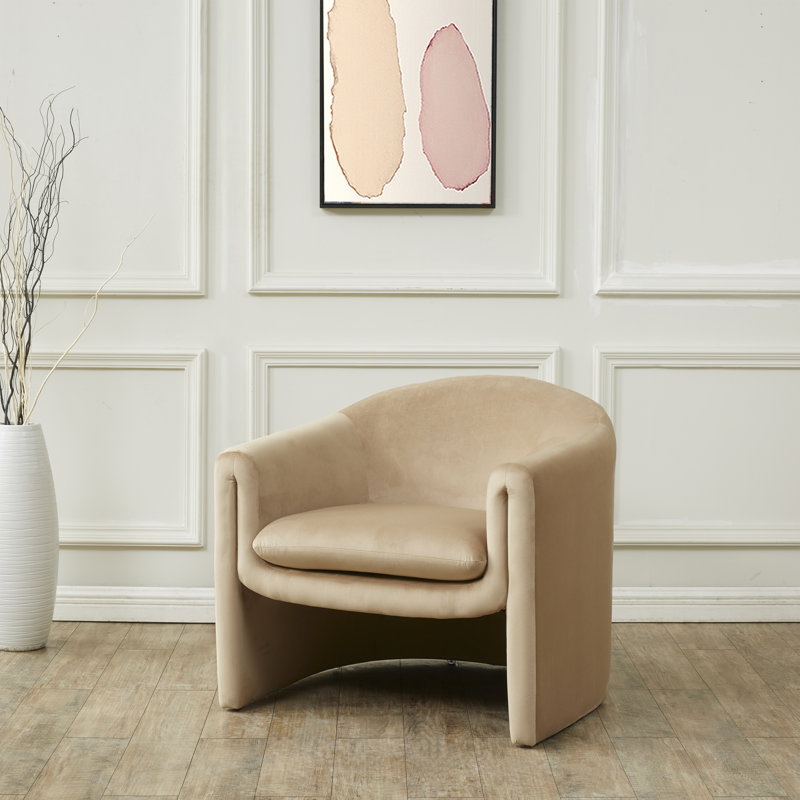 Fauteuil demi-tonneau 32,87 po Pollman, Velours brun clair