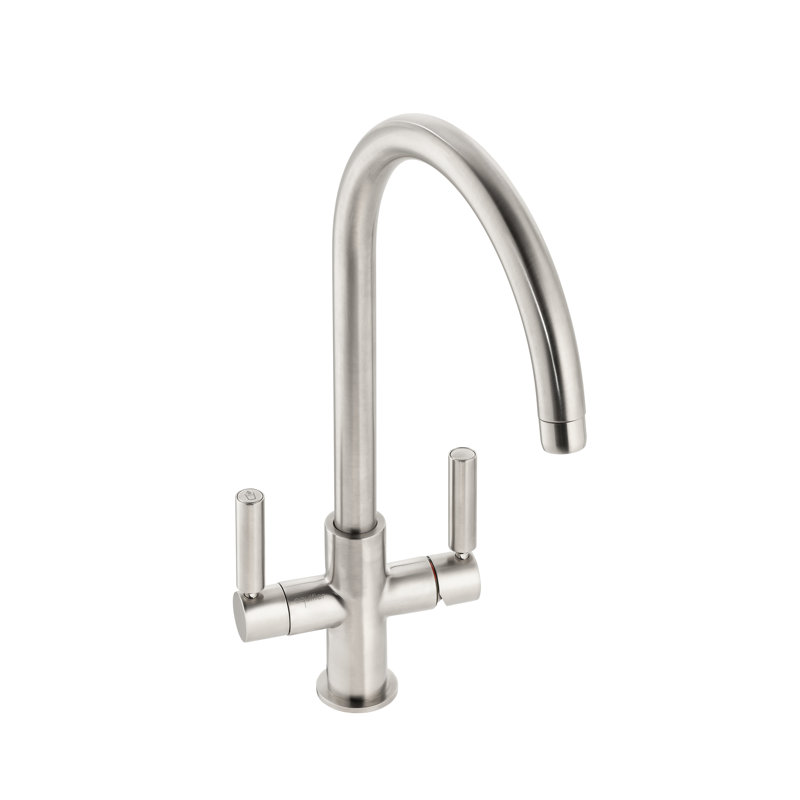 Globe Aquifier Twin Lever Water Filter Monobloc Tap, Brushed Nickel