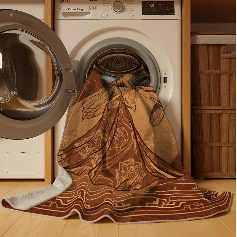 Tapis oriental brun lavable à la machine Pavlo, 4 x 2
