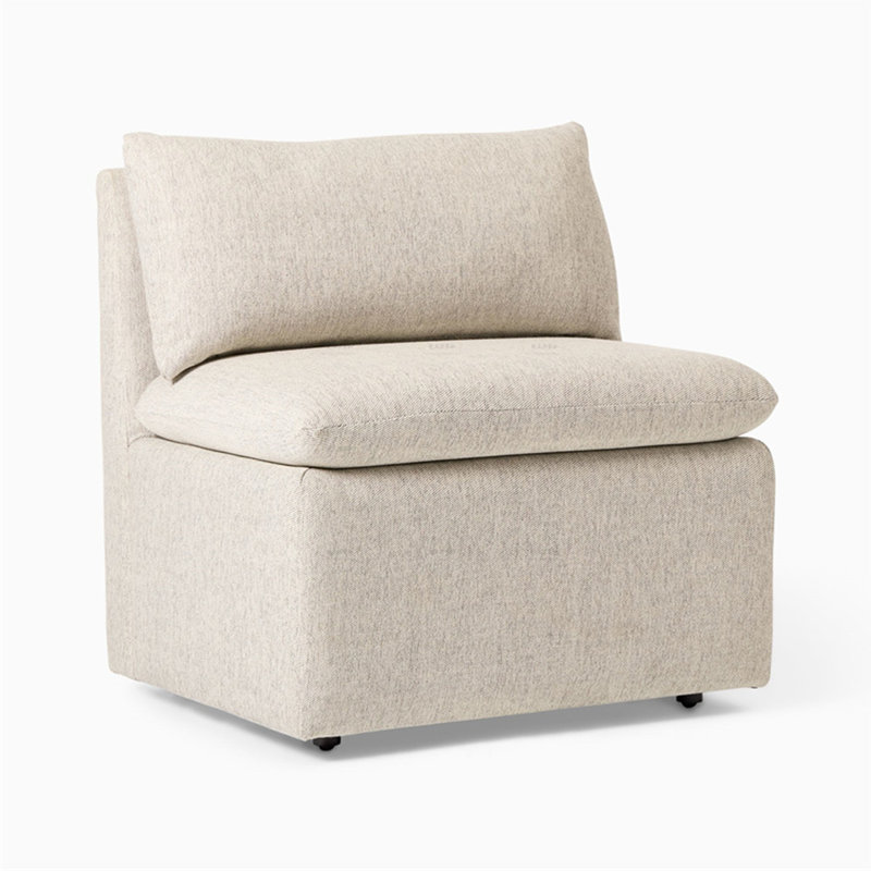 Banc de rangement rembourré beige avec rangement
