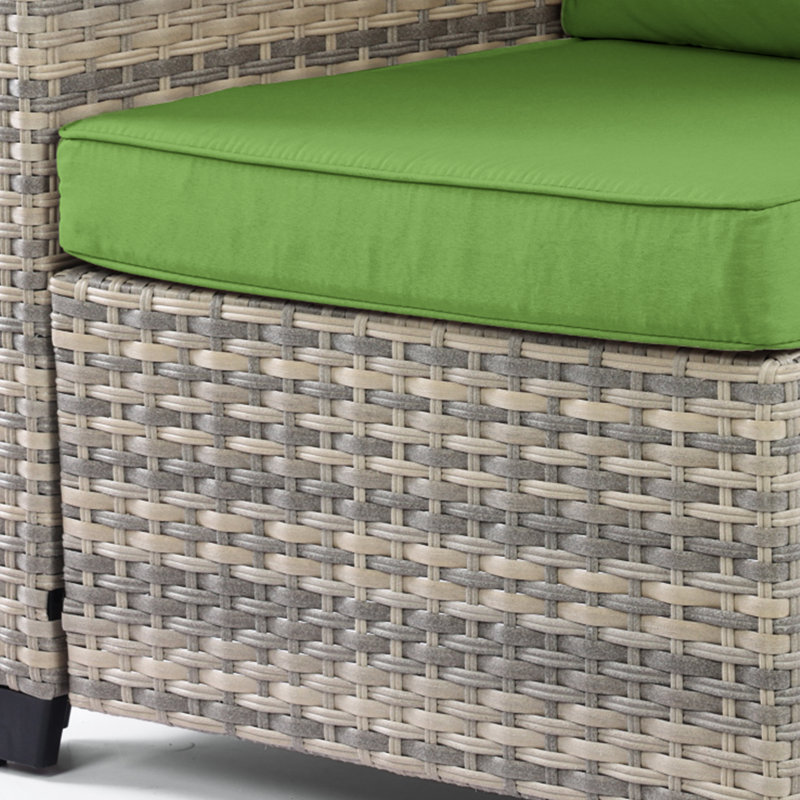 Ensemble de canapé modulaire d'extérieur 7 pièces avec osier en PEHD, coussins et table basse, ensemble de conversation modulaire pour patio