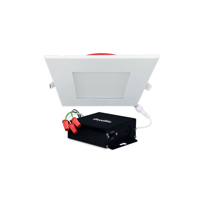 Plafonnier carré ultra mince à DEL 6 po certifié et ignifuge - couleur sélectionnable, intensité variable de 1 600 lumens