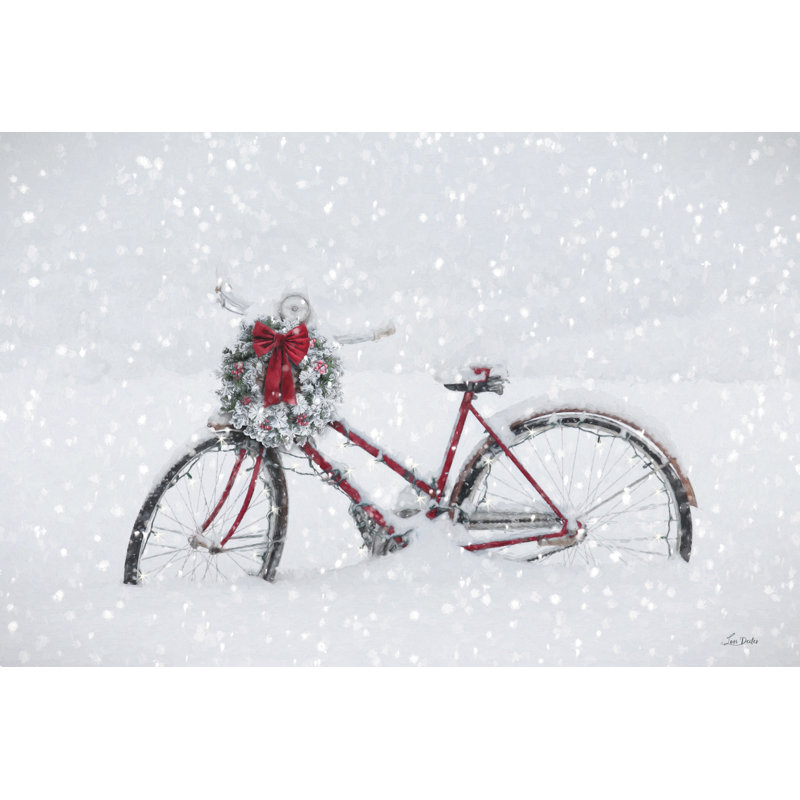 «Lighted Christmas Bike On Canvas» par Lori Deiter, reproduction, H 32 po x l 48 po x P 1,25 po