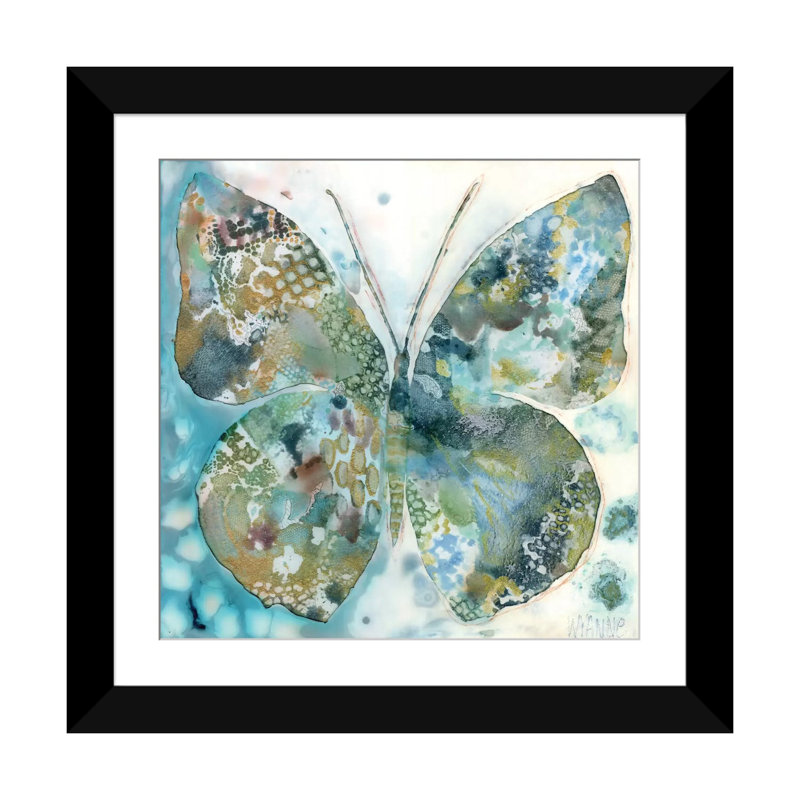 «Lucky Moth I», impression sur bois, Papier d'art encadré noir, Blanc, H 24 po x l 24 po x P 1 po