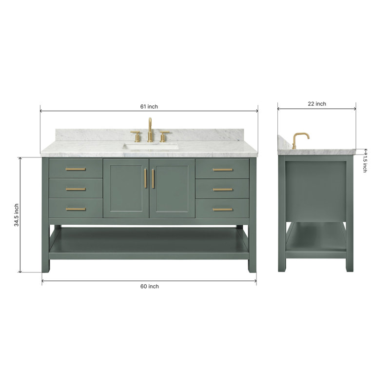 Magnolia Bath Vanity Rectangular Basin S061SCWRV, Vintage Green, Rectangular