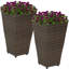 Ensemble de pots d'extérieur carrés en polyrotin brun avec doublure Saige - H 20 po-48639660-166998989