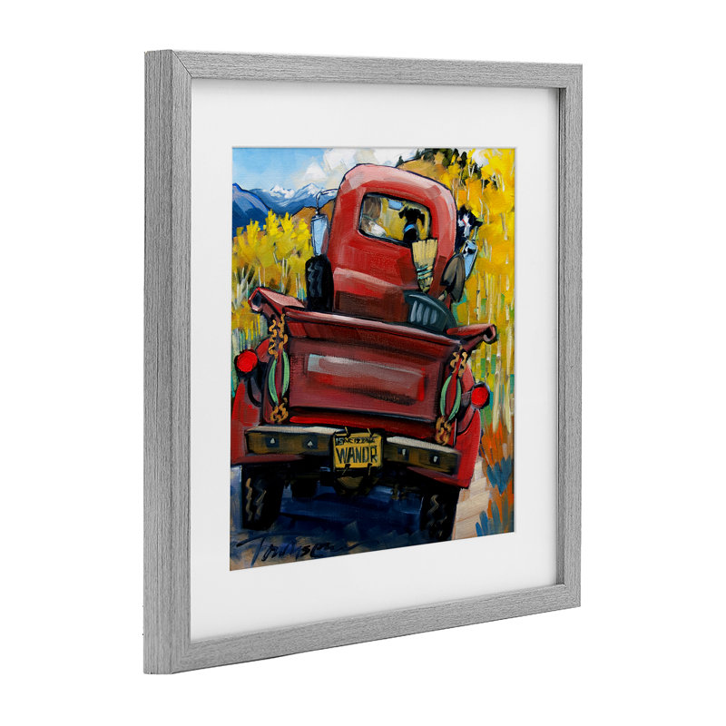 «Wander Truck Through Wheat Grass», reproduction encadrée sous verre, conception de CR Townsend, 13 x 13