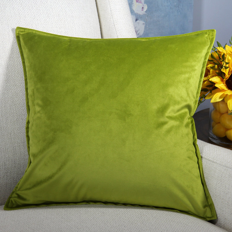 Velvet Pillow Cover, Square 18", Lime Green