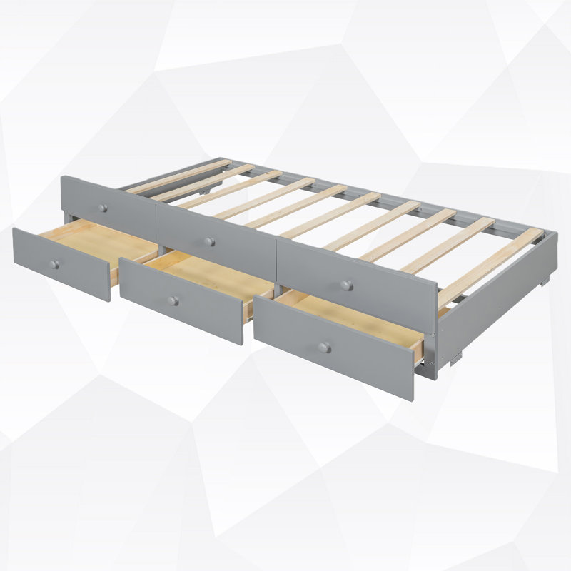 Full size Bed with Trundle & Storage Drawer, Gray