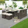 Rectangular 10 - Person Aluminum Fire Pit Table Dining Set with Cushions
