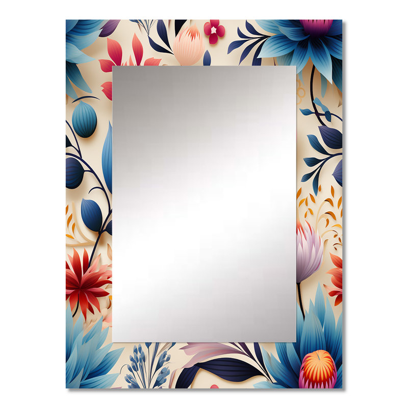 Motif botanique marocain, botanique, miroir mural unique, 32 po x 24 po