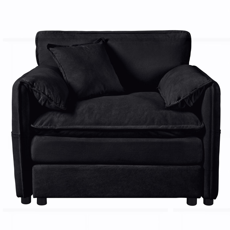Fauteuil inclinable surdimensionné avec repose-pieds mobile, Noir