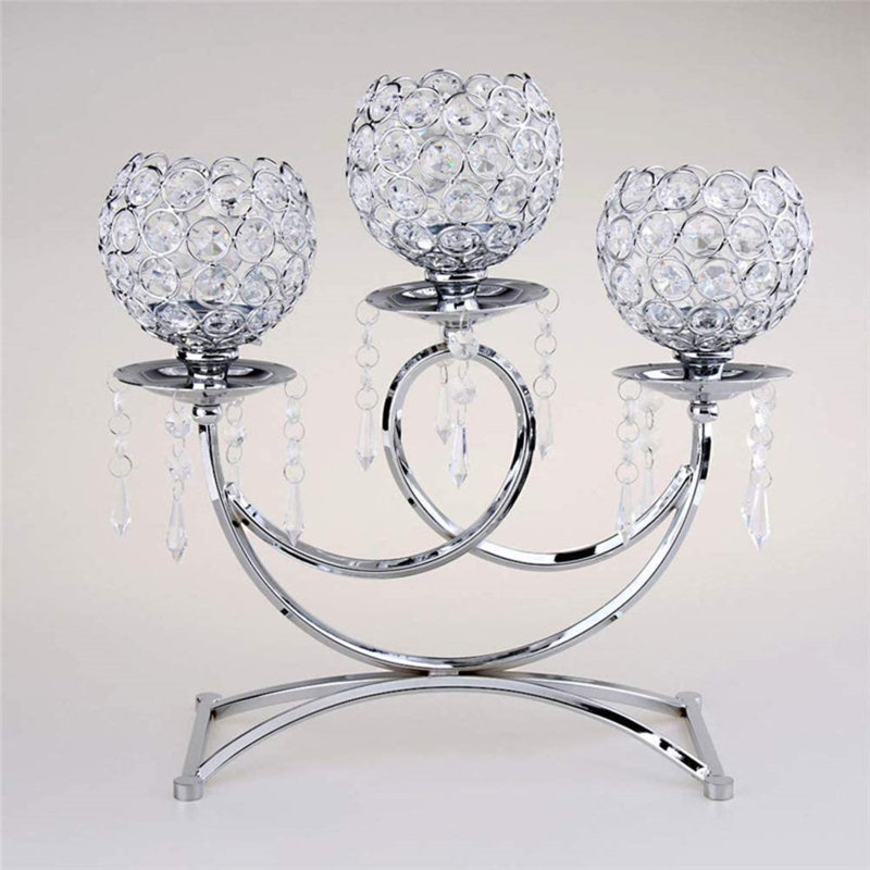 13'' H Metal Tabletop Candelabra, Silver