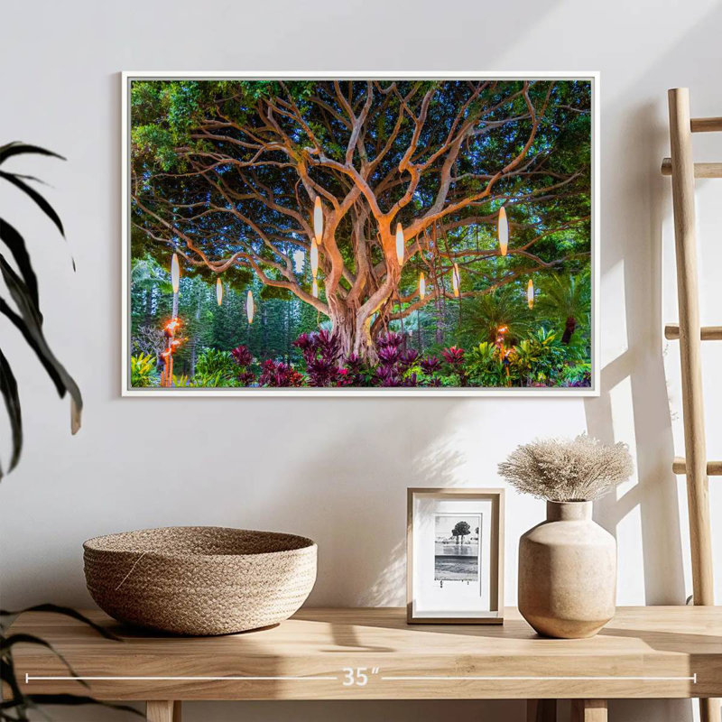 Banian hawaïen, Cadre flottant blanc, 25 po x 17 po