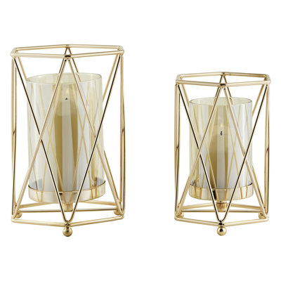 2 Piece Metal Tabletop Hurricane Set