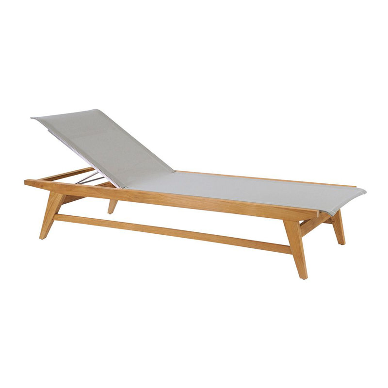 Marin Outdoor Teak Chaise Lounge, Canvas Taupe Sunbrella® Canvas