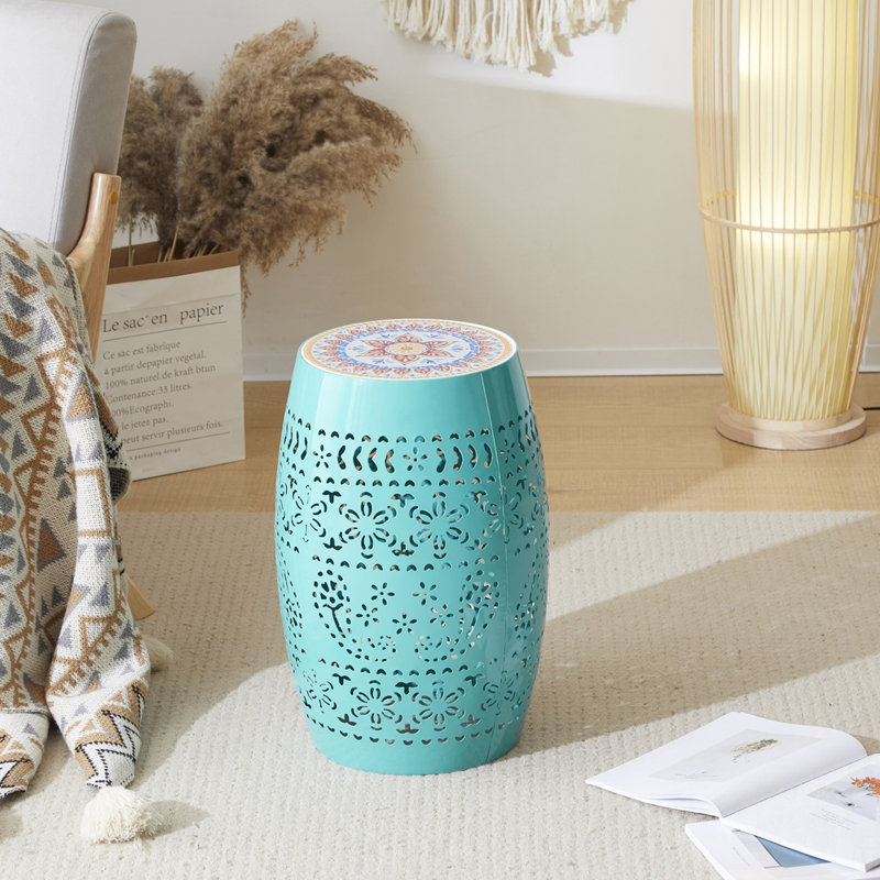 Table d'appoint en mosaïque bleu sarcelle avec motif bohème, parfaite pour une utilisation intérieure et extérieure, mobilier décoratif durable et élégant