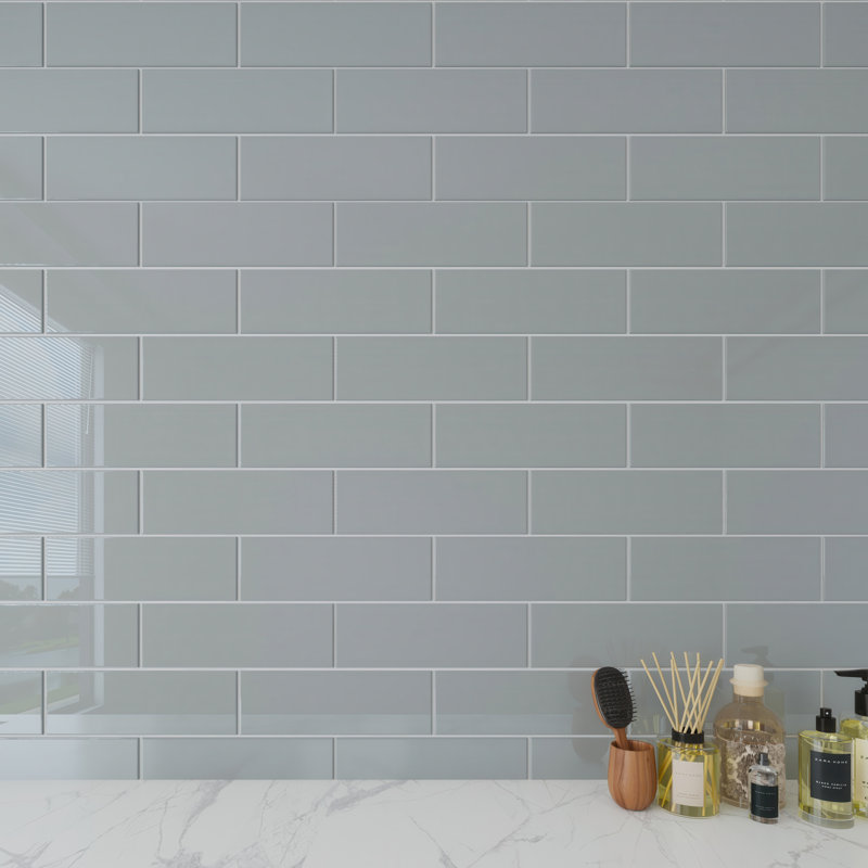 Glass Subway 4" x 12" Wall Tile, True Gray