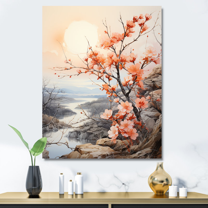 Tranquillité, pêche, paix, paysage, Toile tendue, H 40 po x l 30 po x P 1,5 po