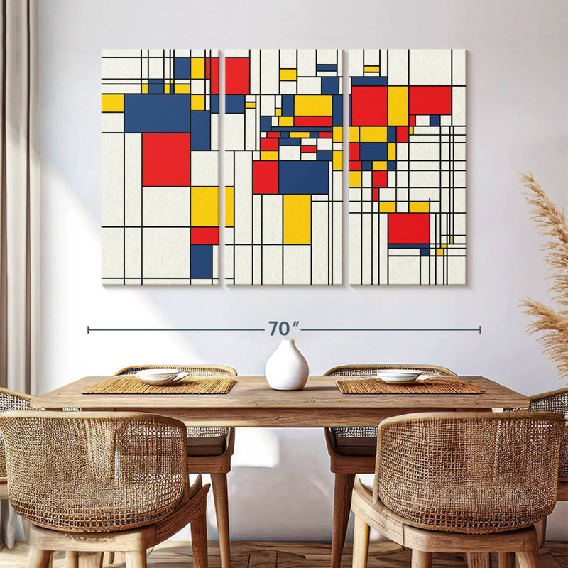 Avery Abstract Squares World Map, 42" H x 65" W
