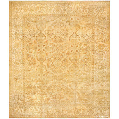 Grand tapis indien doré antique Agra
