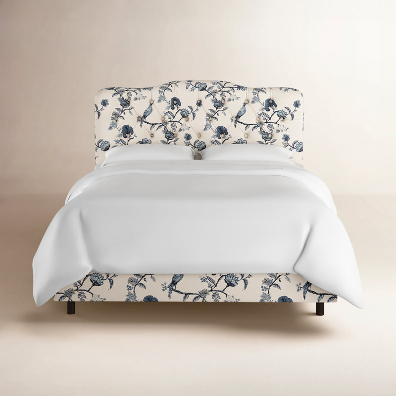 Lit tapissier capitonné standard Merlo, Très grand, Indigo Shaana OGA