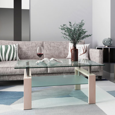 Table basse rectangulaire en verre, tables d'appoint modernes modernes de table basse pour les meubles de salon