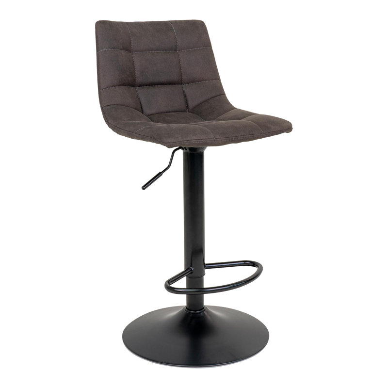 Neron Swivel Upholstered Adjustable Height Counter Stool with Metal Frame, Dark Grey