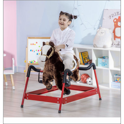 Kids Spring Rocking Horse, Ride on Horse for Girls and Boys with Animal Sounds, Plush Horse Ride-on with Soft Feel, Interactive Toy for Kids