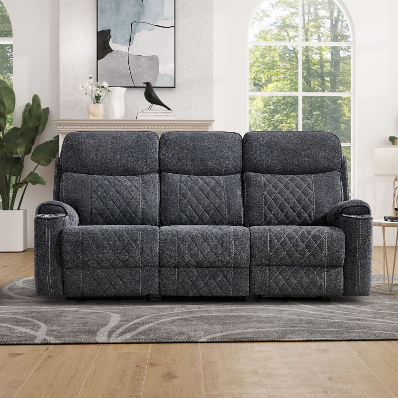 84.2'' Wide Modern And Overstuffed Soft Power Reclining Sofa With Cupholders And USB Port