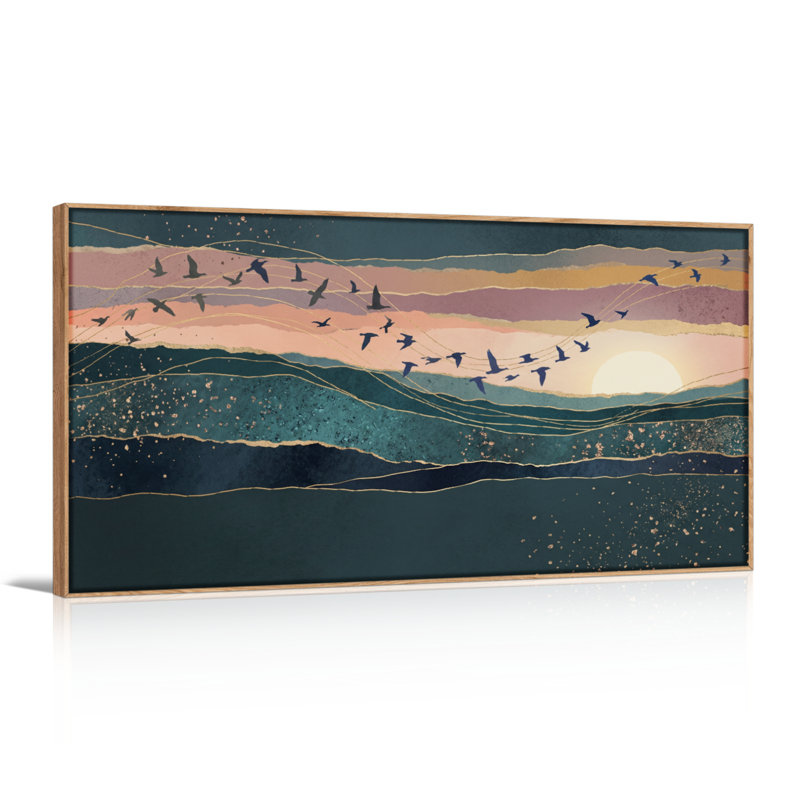 Ensemble de 1 toile murale Sunset Migration, L 40 po x H 20 po, Naturel