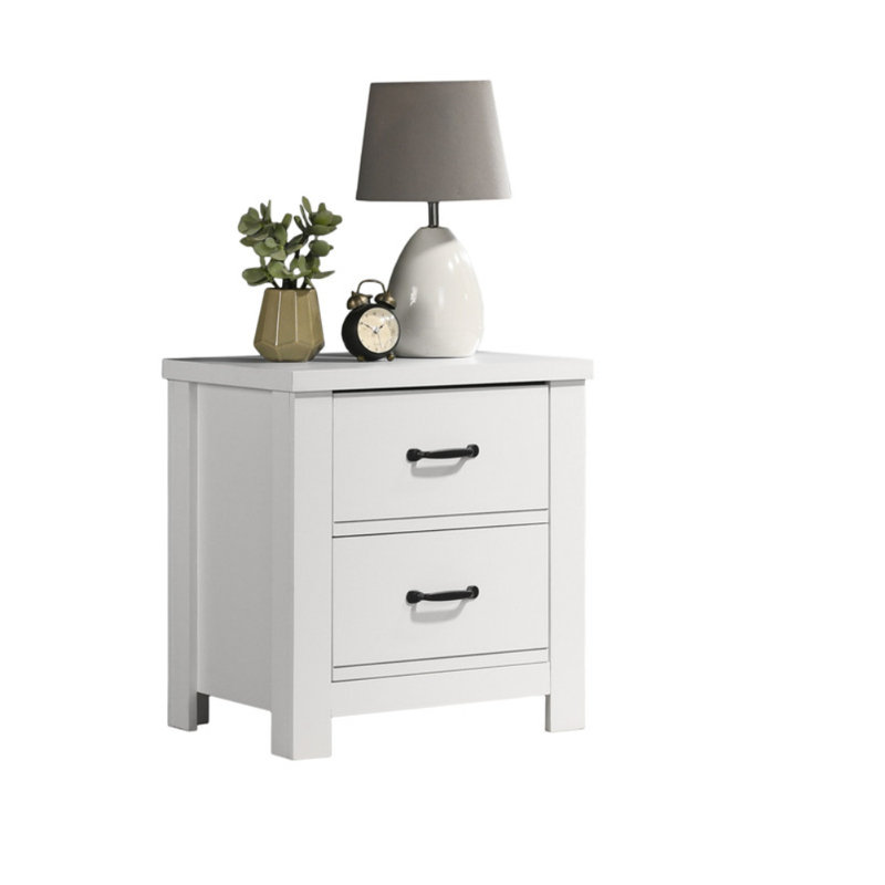 Table de chevet blanche à 2 tiroirs l 21,5 po Cassini