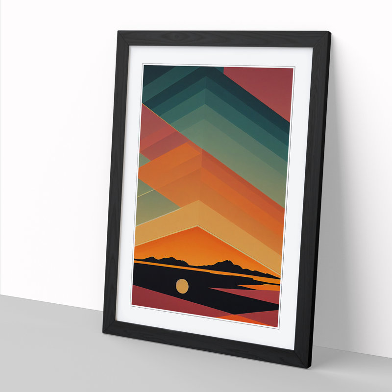 Sunset Block Colour - Picture Frame Print, Black, 64cm H x 25cm W x 2cm D