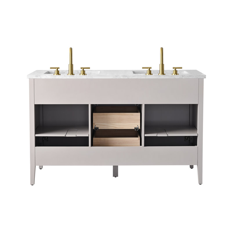 Emma 54" W Double Vanity, Taupe/Brushed Bronze