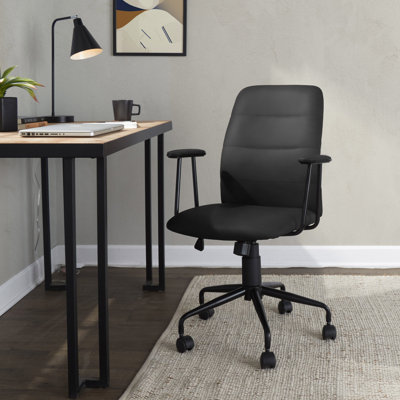 Office Chair In Black Faux Leather