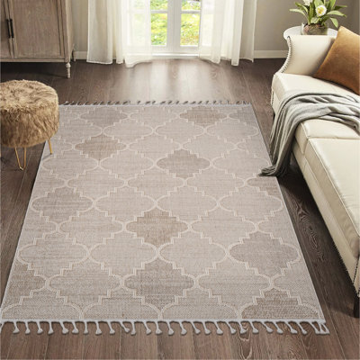 Tapis 6 x 9 crème / treillis - option tendance pour la maison, la teinture, la perte de poils, le coffre-fort et les animaux de compagnie, couleurs disponibles, facile à nettoyer, couleurs à poils moyens,