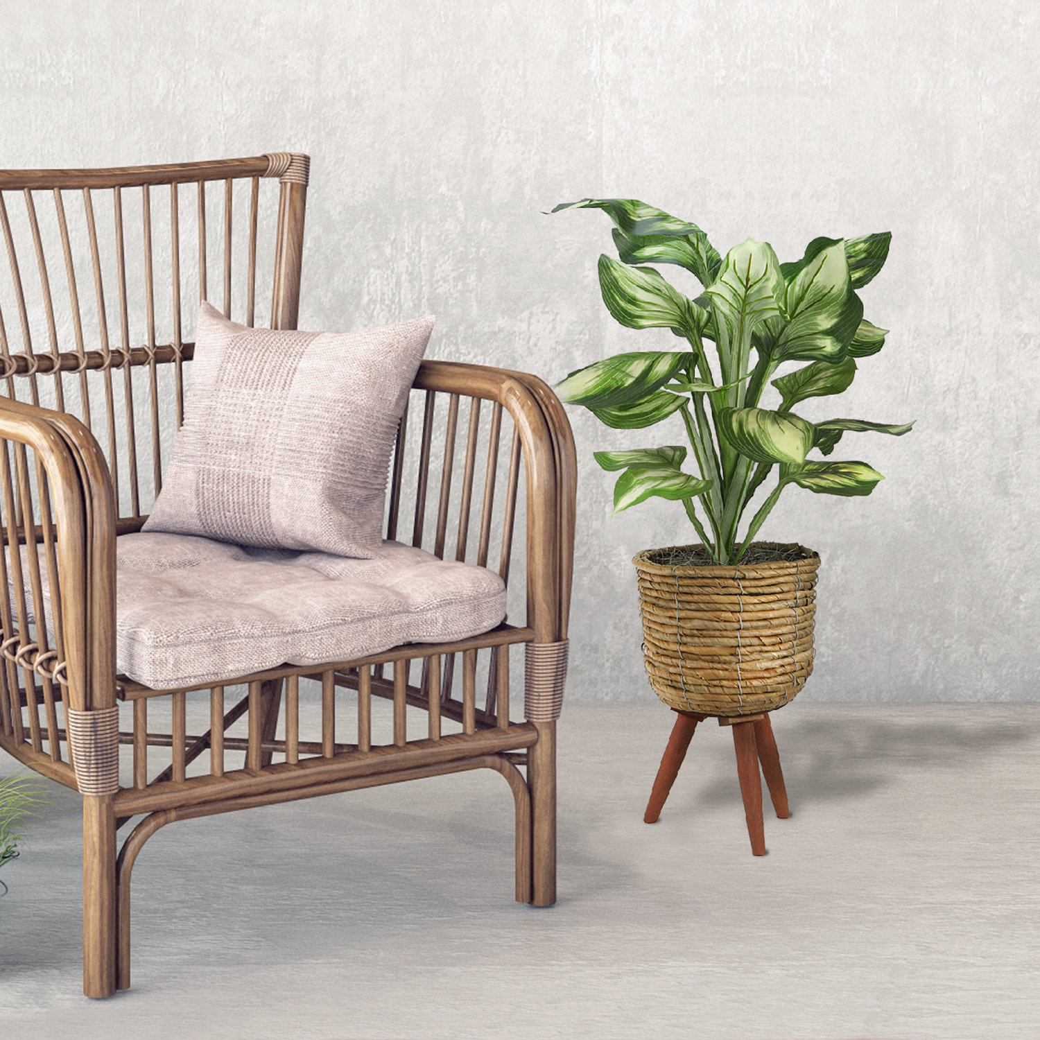 28'' Faux Hosta Plant in Basket