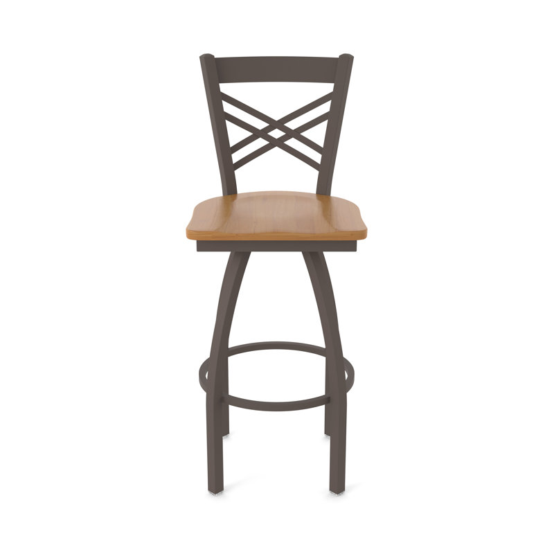 820 Catalina Swivel Bar Stool, Bronze, Wood-Medium Maple, Extra Tall (36" Seat Height)