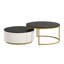 Table basse gigogne ronde moderne cannelée avec tiroir en noir et or de 31,5 po (table basse uniquement, sans chaises)-1488911351