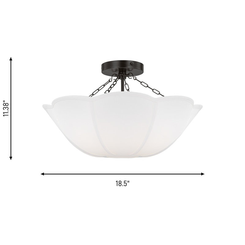 2 - Light Semi Flush Mount, Aged Iron