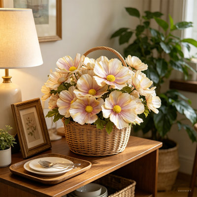 Ensemble de 8 fleurs artificielles Galsang réaliste, 12 pouces de fleurs artificielles pour bouquets de mariage, arrangement floral, décoration de table (blanc rétro)