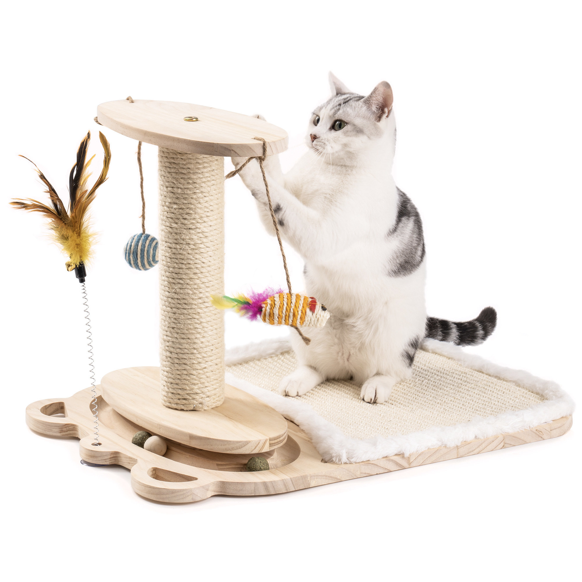 Tucker Murphy Pet™ Azyrah Cat Food Toy Interactive Toys Cats Double 2-Layer  Circle Ball Track with Cat Toy Slow Feeder