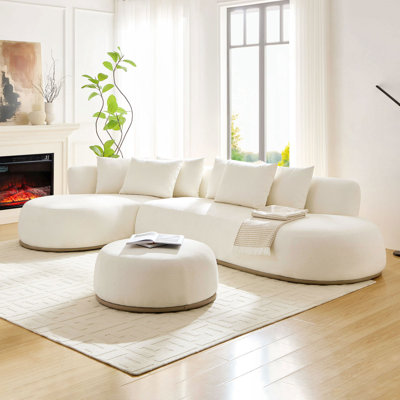 Canapé modulaire en L surdimensionné de 134,63 po avec repose-pieds avec méridienne gauche et canapé profond avec assise profonde pour le salon