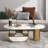 Winchester 47.24'' W Oval Stone and Faux Marble Coffee Table with Iron Base-1966076459