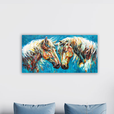 Chevaux colorés uniques et abstraits - peinture sur toile tendue