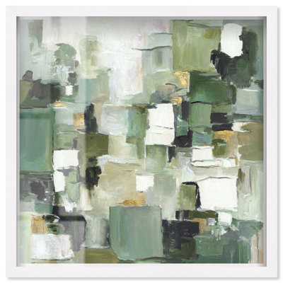Grille Silent I - Reproduction sous verre d'Ira Colmeva, grande œuvre abstraite par Art Remedy, cadre blanc, 30,5 x 30,5 cm